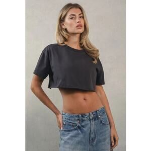Elwood Oversized Baby Core Tee Women's Size S Vintage Black 100% Organic Cotton